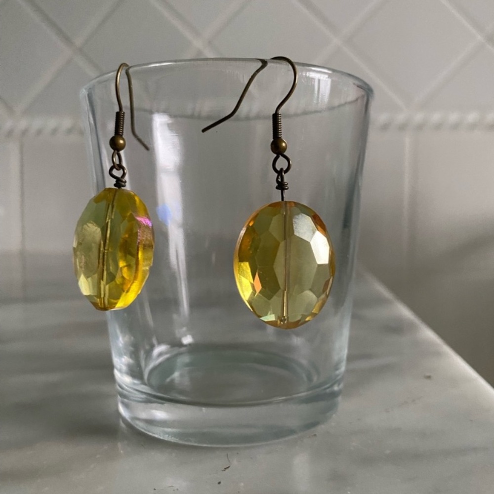 Yellow Crystal Earrings - Picture 4 of 8